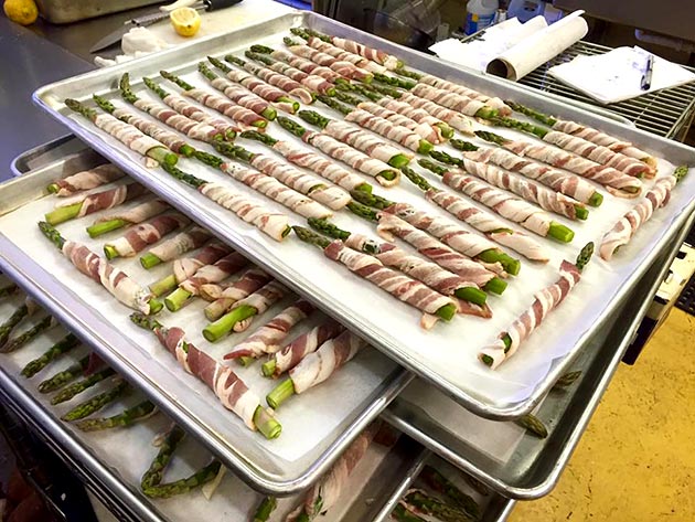 Bacon wrapped asparagus appetizers by Casa Nova Custom Catering, Santa Fe, NM