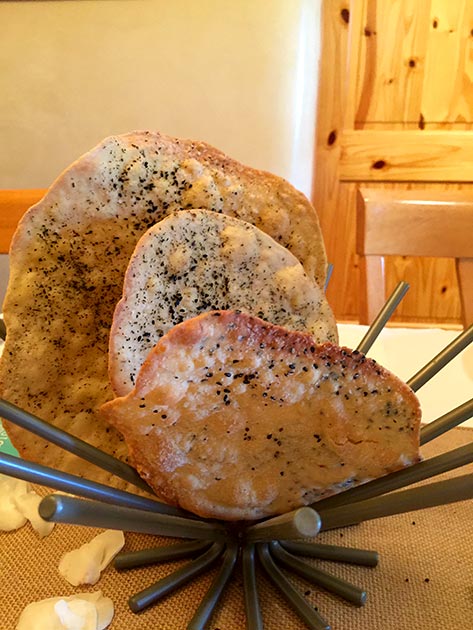 House-made flatbreads baked fresh by Casa Nova Custom Catering, Santa Fe, NM
